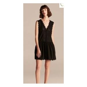 La Vie Rebecca Taylor Black Embroidered Dress Medium